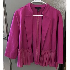 Torrid Women's Plus Size 2 Pink Open-Front Blazer Jacket Stretchy Rayon Blend